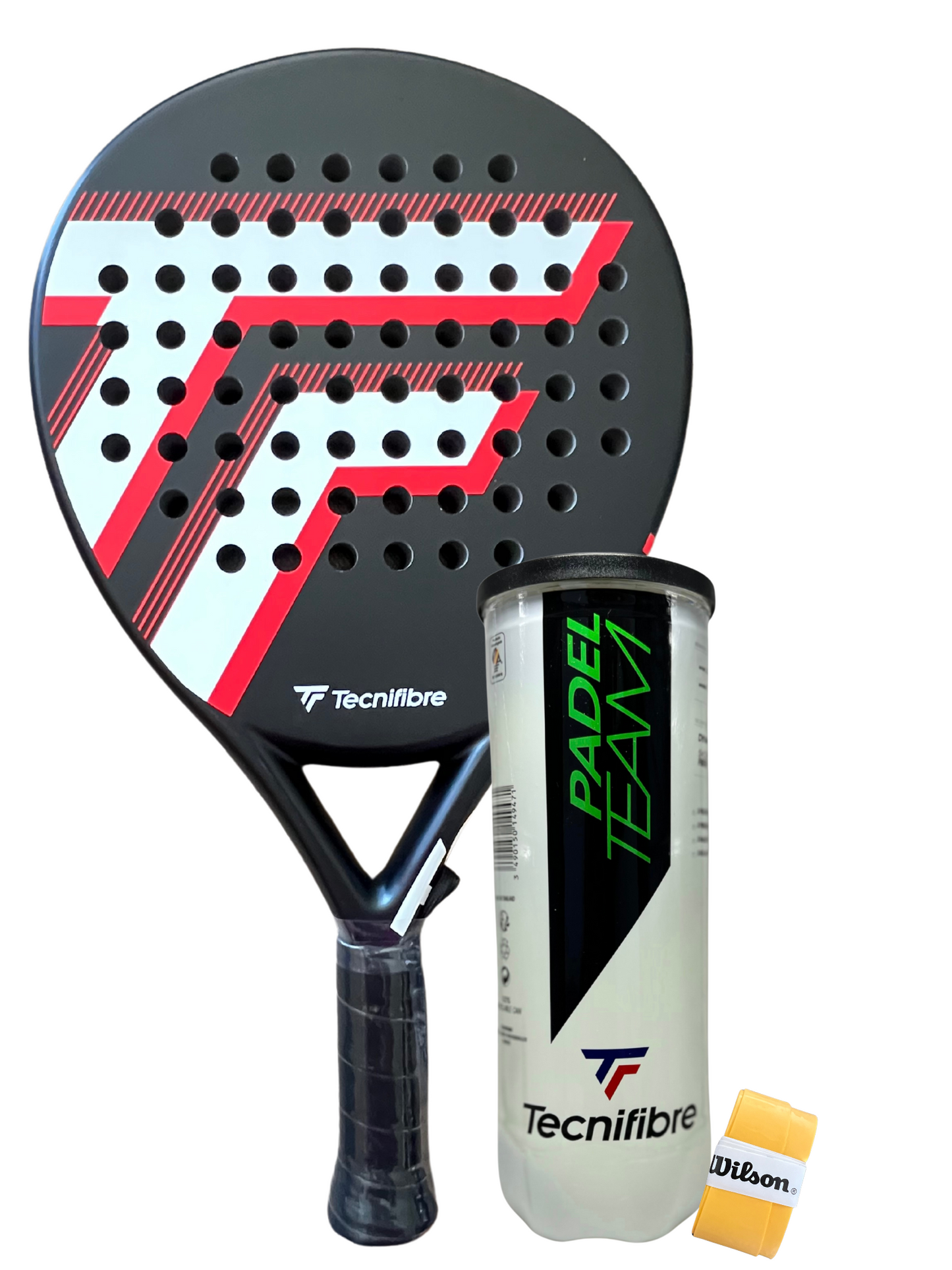 Pack Pala de Padel Tecnifibre Modelo Wallmaster one 2023+ Tarro pelotas + grip